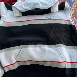 Supreme hoodie M Medium white/grey/red stripe New.